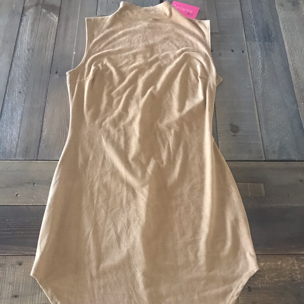 Suede camel mini dress